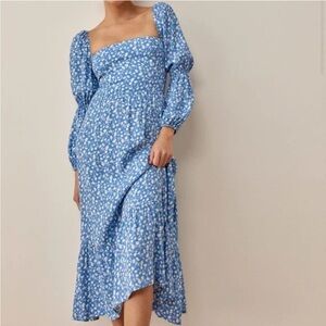 Reformation Light Blue Floral Midi Dress
